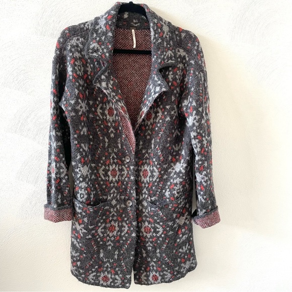 Free People Aztec Alpaca Wool Sweater Coat - Picture 1 of 12